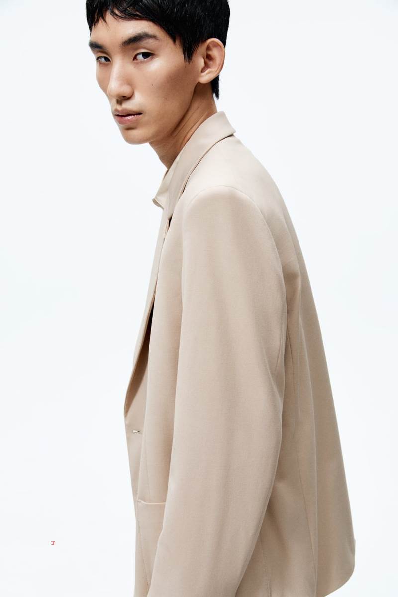 ZARA DOUBLE-BREASTED SUIT Blazers Herr Beige | BWJPV-9507