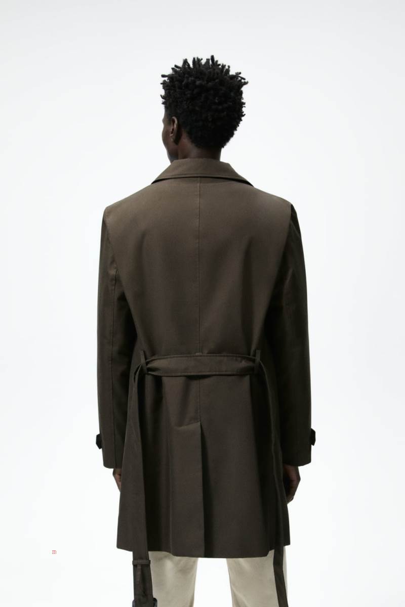 ZARA DOUBLE-BREASTED WATER-REPELLENT TRENCH Rockar Herr Bruna | BWHQS-7485