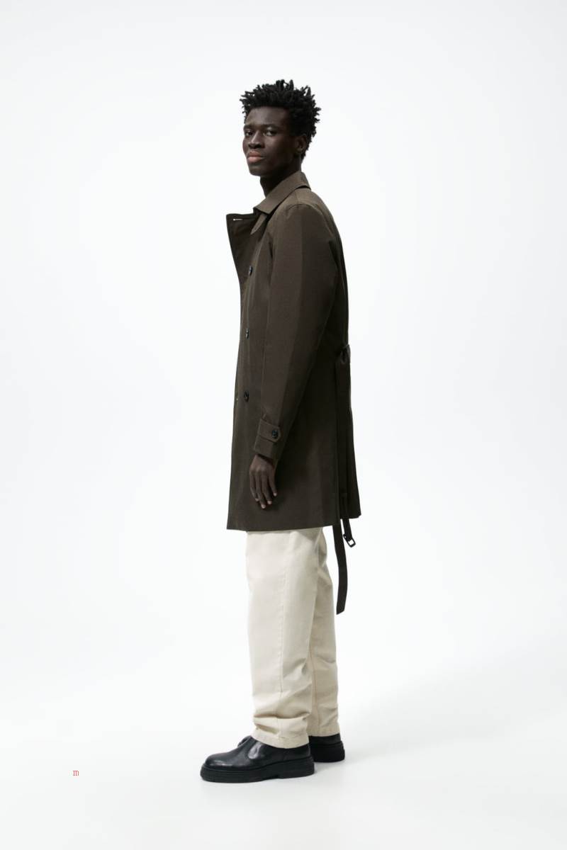 ZARA DOUBLE-BREASTED WATER-REPELLENT TRENCH Rockar Herr Bruna | BWHQS-7485