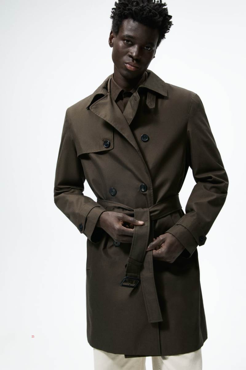 ZARA DOUBLE-BREASTED WATER-REPELLENT TRENCH Rockar Herr Bruna | BWHQS-7485