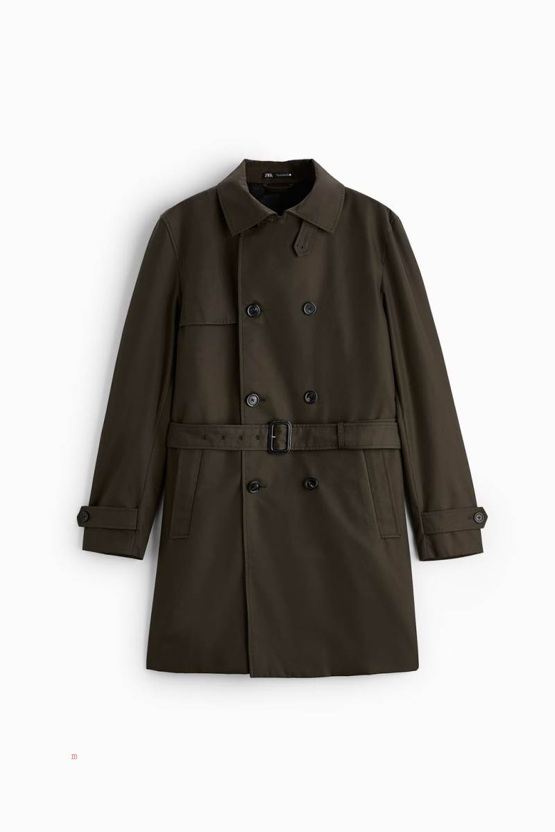 ZARA DOUBLE-BREASTED WATER-REPELLENT TRENCH Rockar Herr Bruna | BWHQS-7485