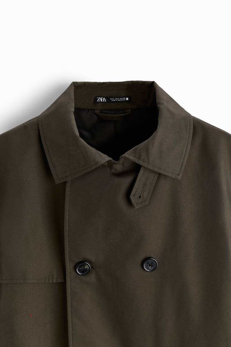 ZARA DOUBLE-BREASTED WATER-REPELLENT TRENCH Rockar Herr Bruna | BWHQS-7485