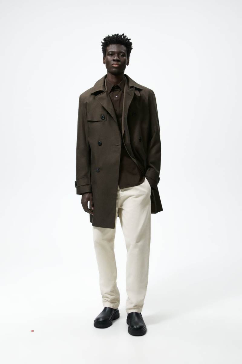 ZARA DOUBLE-BREASTED WATER-REPELLENT TRENCH Rockar Herr Bruna | BWHQS-7485