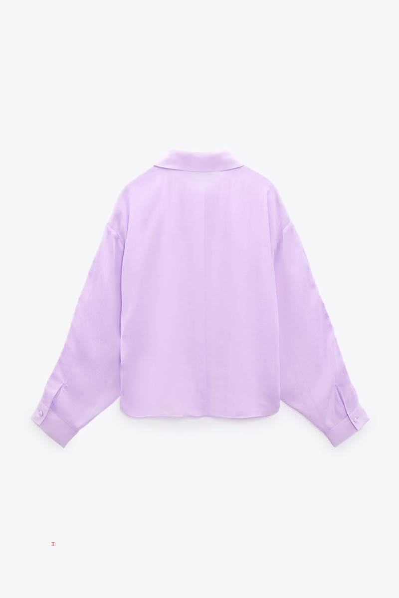 ZARA DOUBLE RUFFLE FLOWING Skjorta Dam Ljuslila | UQHZG-6910