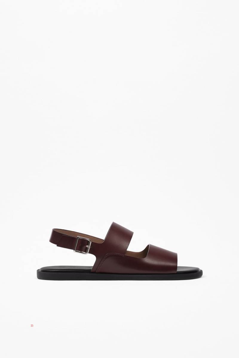 ZARA DOUBLE-STRAP Sandaler Herr Vinröda Röda | FYNDH-5381