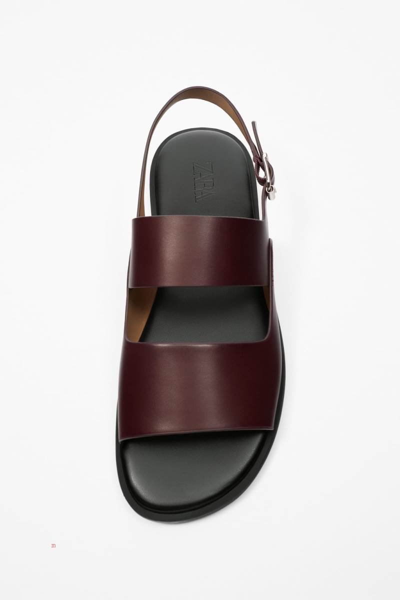 ZARA DOUBLE-STRAP Sandaler Herr Vinröda Röda | FYNDH-5381