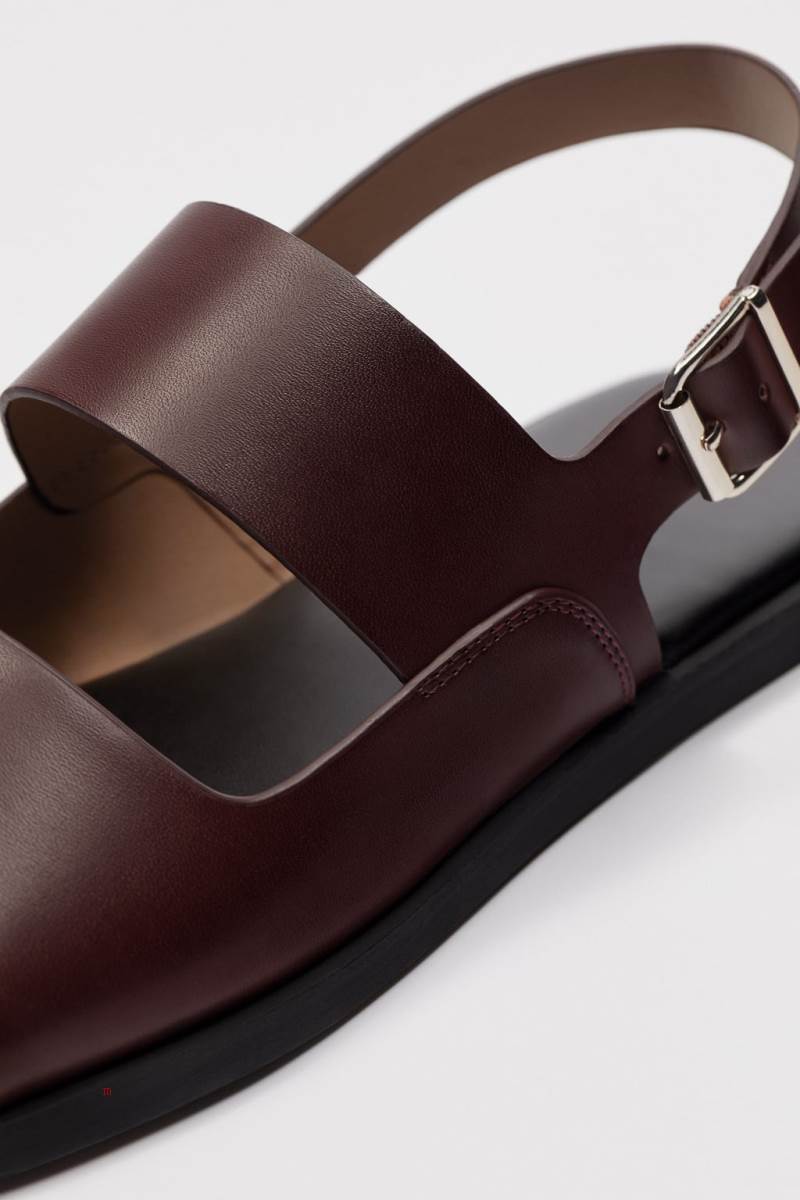 ZARA DOUBLE-STRAP Sandaler Herr Vinröda Röda | FYNDH-5381