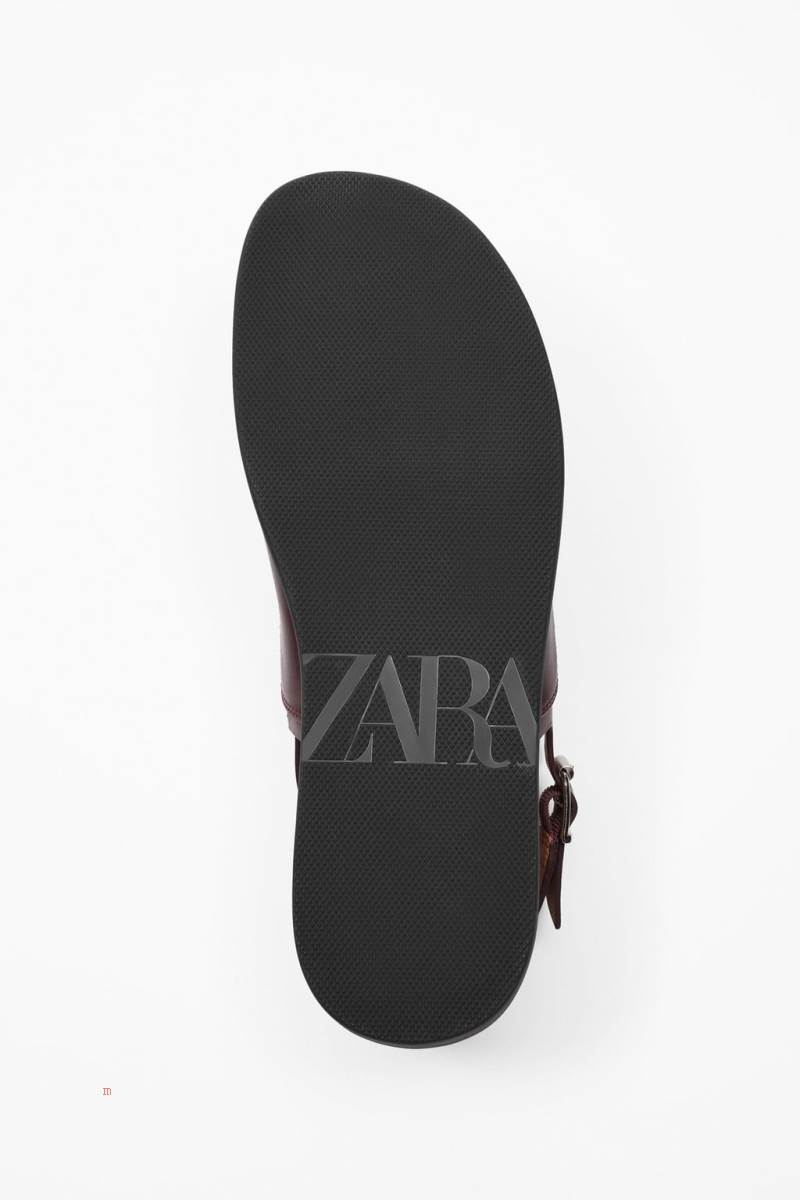 ZARA DOUBLE-STRAP Sandaler Herr Vinröda Röda | FYNDH-5381