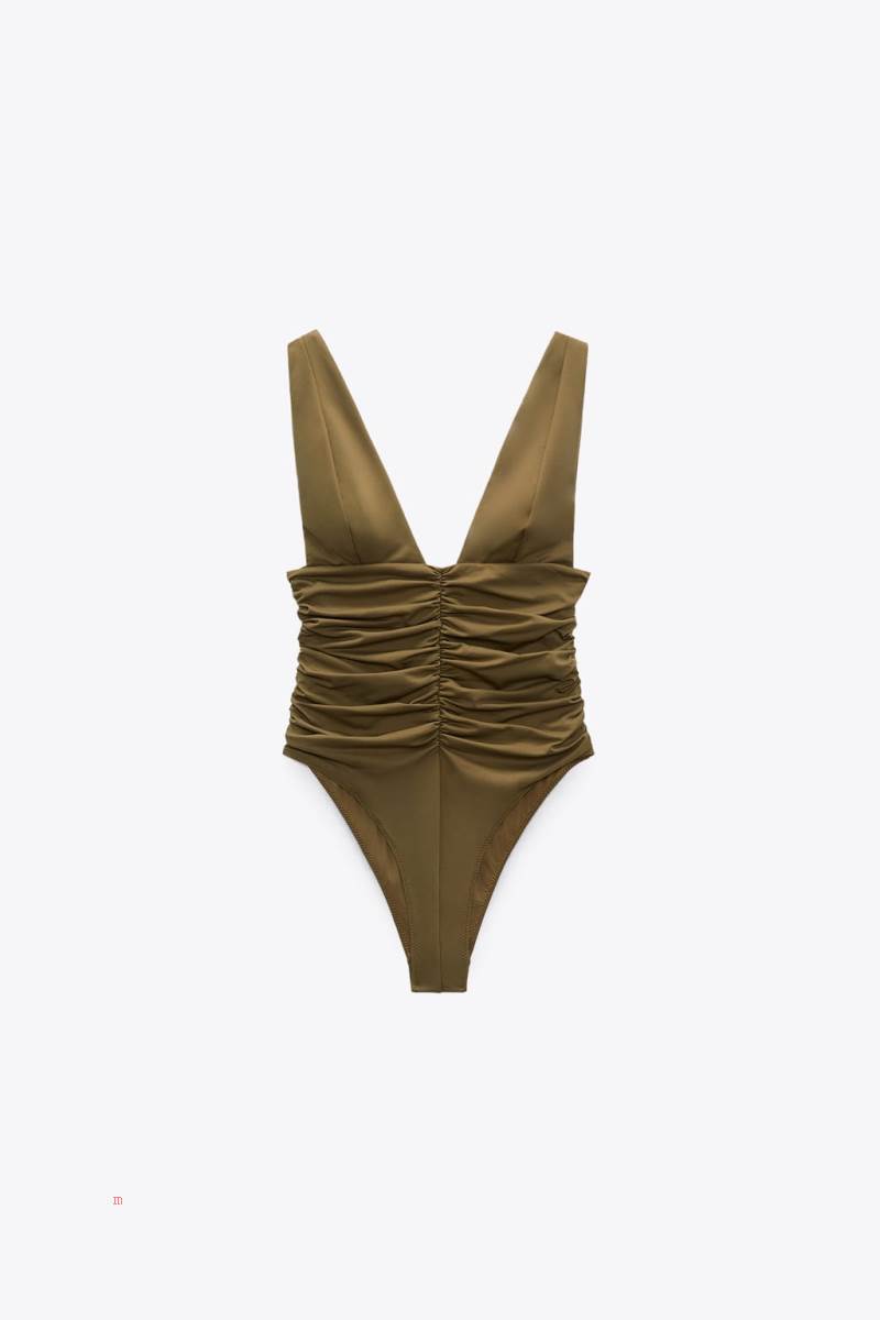 ZARA DRAPED Baddräkter Dam Gröna | GNABF-3851