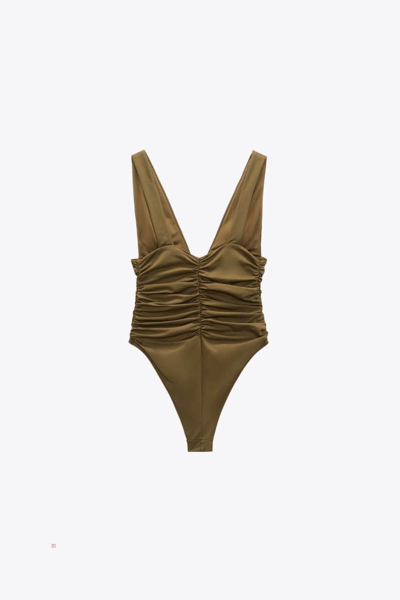 ZARA DRAPED Baddräkter Dam Gröna | GNABF-3851