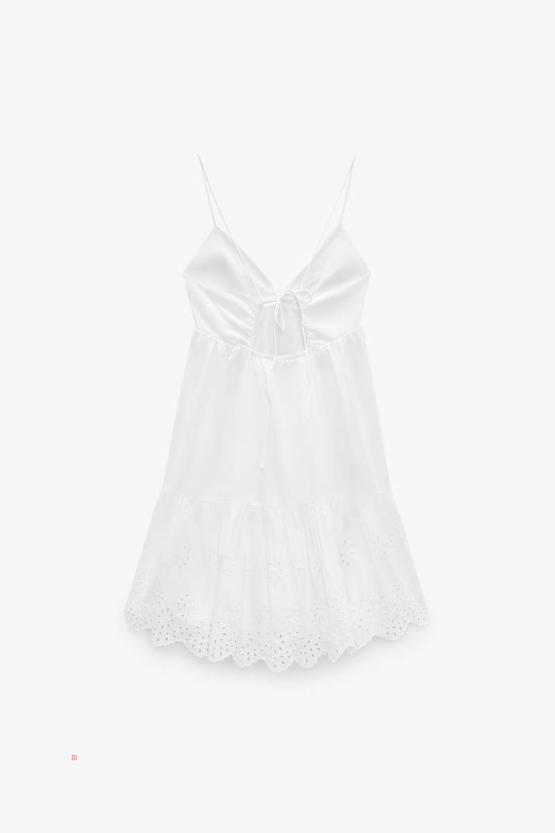 ZARA DRESS WITH CUTWORK EMBROIDERY Klänning Dam Vita | VNFSR-2930