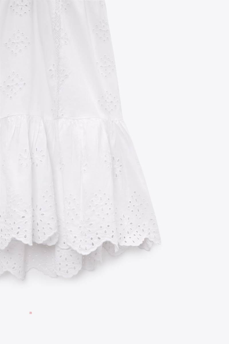 ZARA DRESS WITH CUTWORK EMBROIDERY Klänning Dam Vita | VNFSR-2930