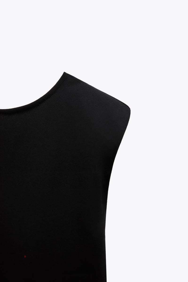 ZARA DRESS WITH SHOULDER PADS AND GATHERING Klänning Dam Svarta | DNWHU-8241