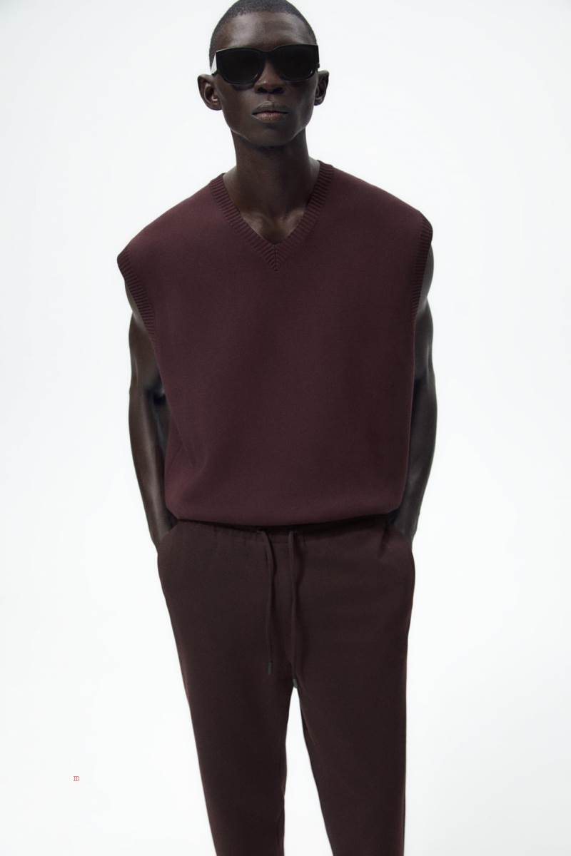 ZARA EASY CARE JOGGER WAIST Byxor Herr Vinröda | VENOA-8437
