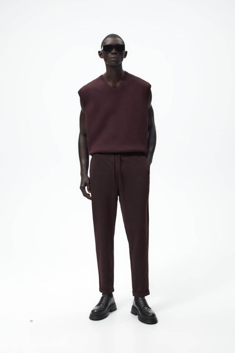 ZARA EASY CARE JOGGER WAIST Byxor Herr Vinröda | VENOA-8437