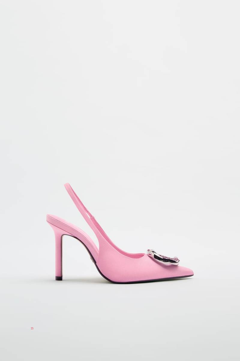ZARA EMBELLISHED HIGH-HEEL Klackskor Dam Rosa | FRSIJ-0358