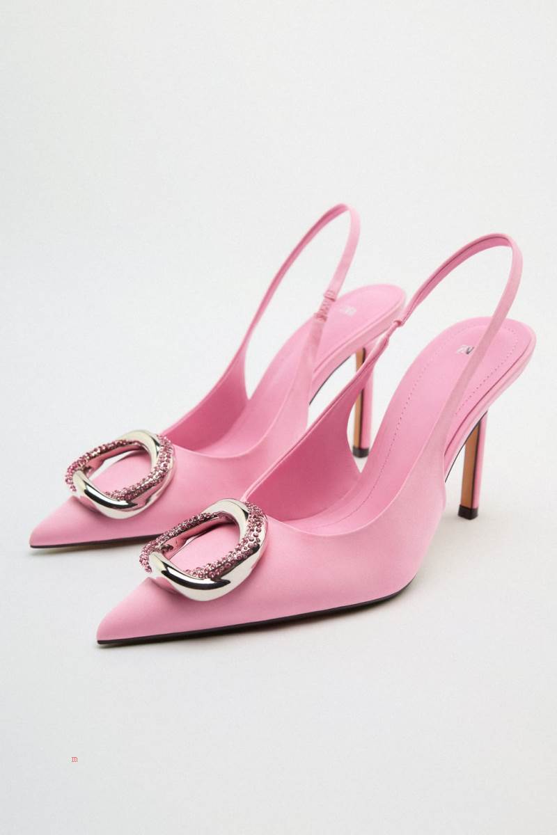 ZARA EMBELLISHED HIGH-HEEL Klackskor Dam Rosa | FRSIJ-0358
