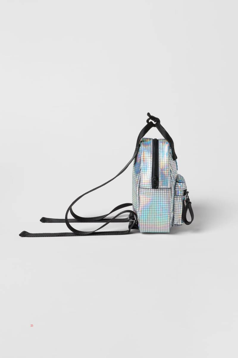 ZARA EMBELLISHED MINI Ryggsäck Tjej Silver | EHPYD-4982
