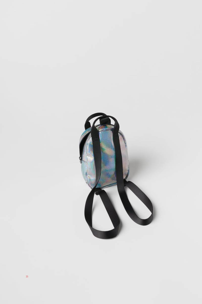 ZARA EMBELLISHED MINI Ryggsäck Tjej Silver | EHPYD-4982
