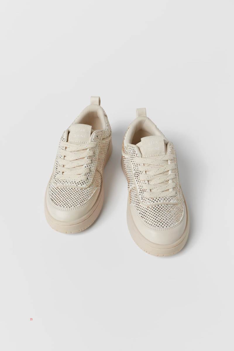 ZARA EMBELLISHED Sneakers Tjej Guld | NKOBV-4709