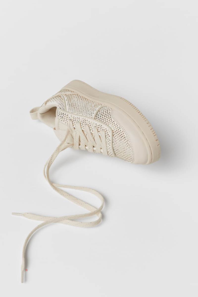 ZARA EMBELLISHED Sneakers Tjej Guld | NKOBV-4709