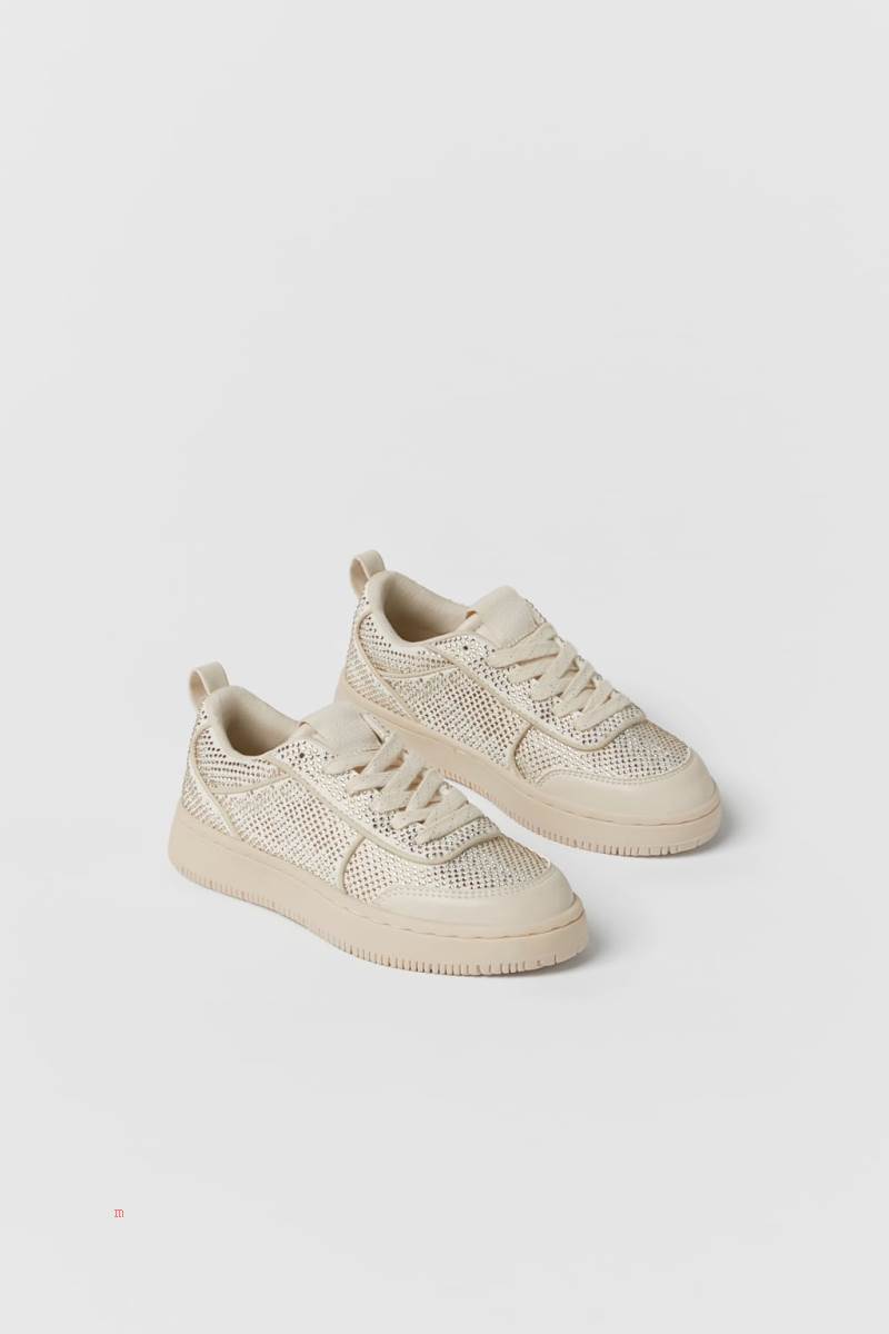 ZARA EMBELLISHED Sneakers Tjej Guld | NKOBV-4709