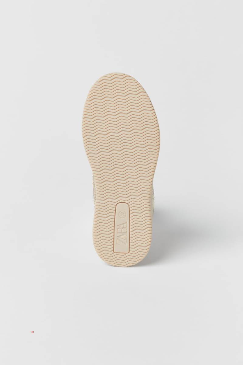 ZARA EMBELLISHED Sneakers Tjej Guld | NKOBV-4709