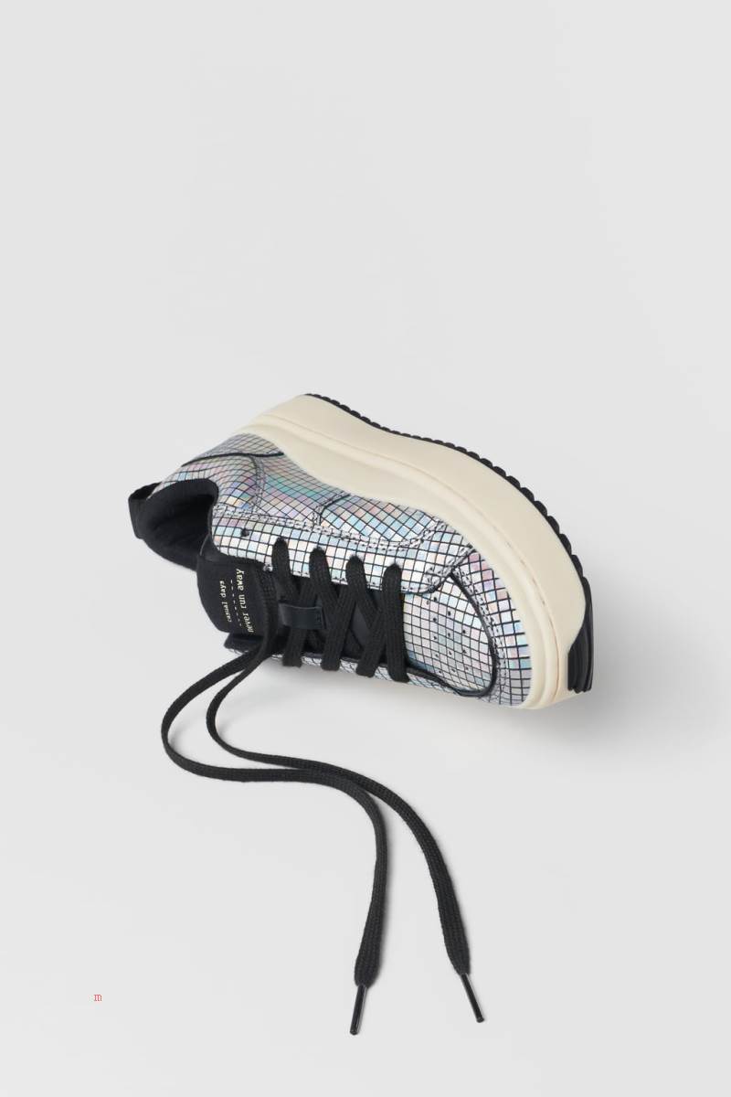 ZARA EMBELLISHED Sneakers Tjej Silver | CAGFE-1369