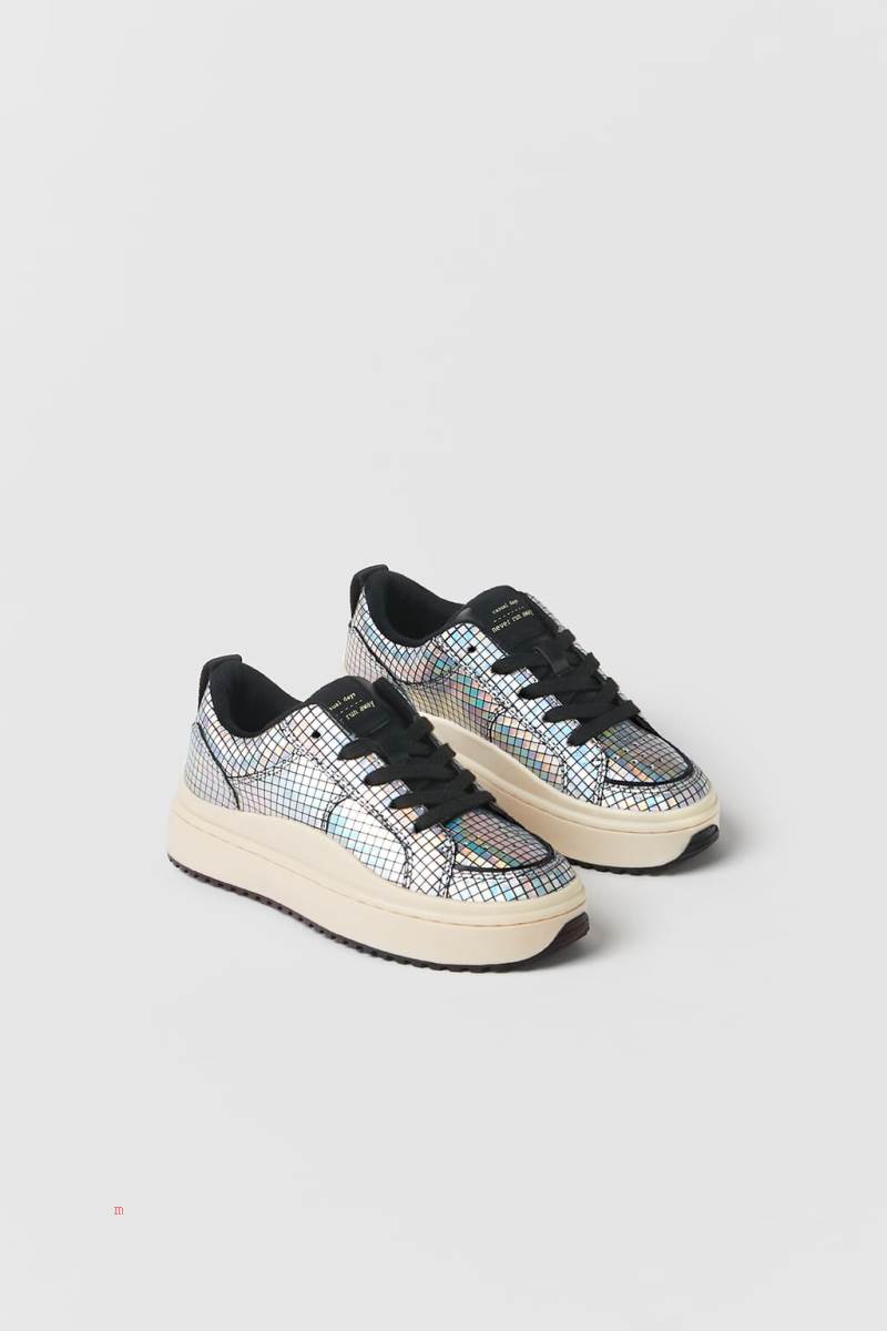 ZARA EMBELLISHED Sneakers Tjej Silver | CAGFE-1369