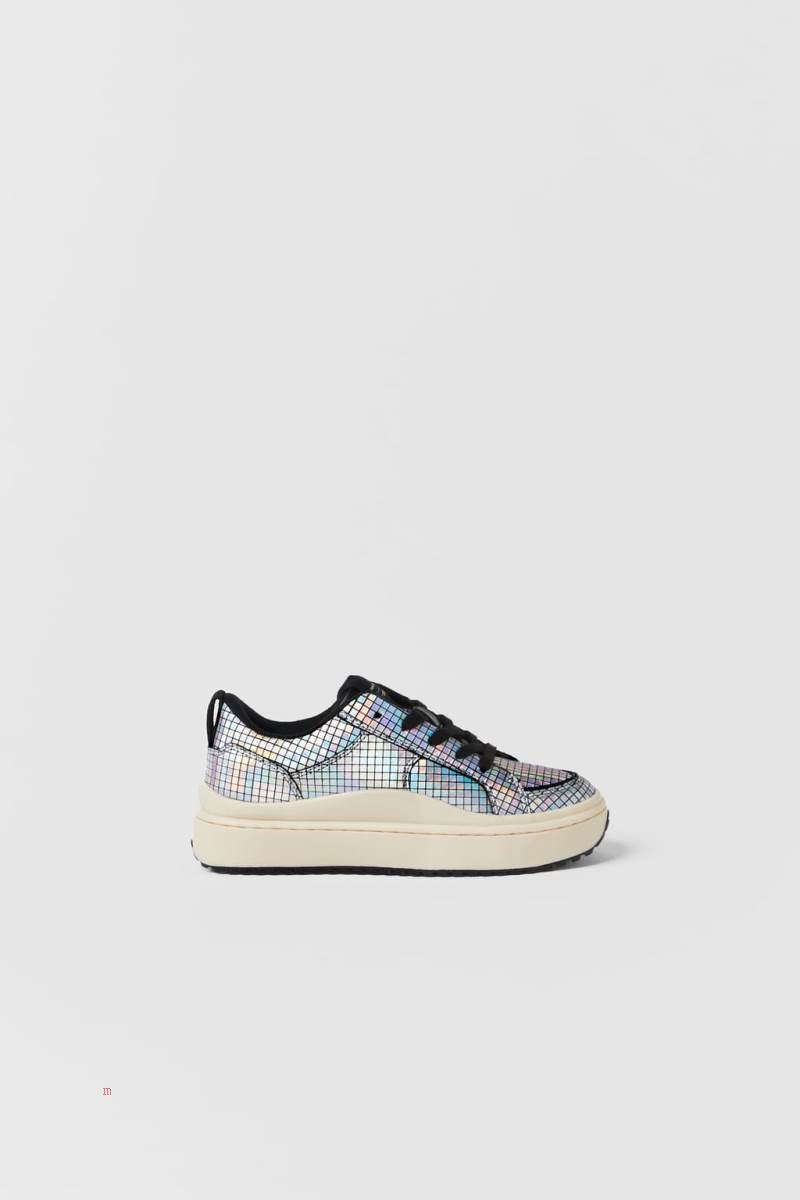 ZARA EMBELLISHED Sneakers Tjej Silver | CAGFE-1369