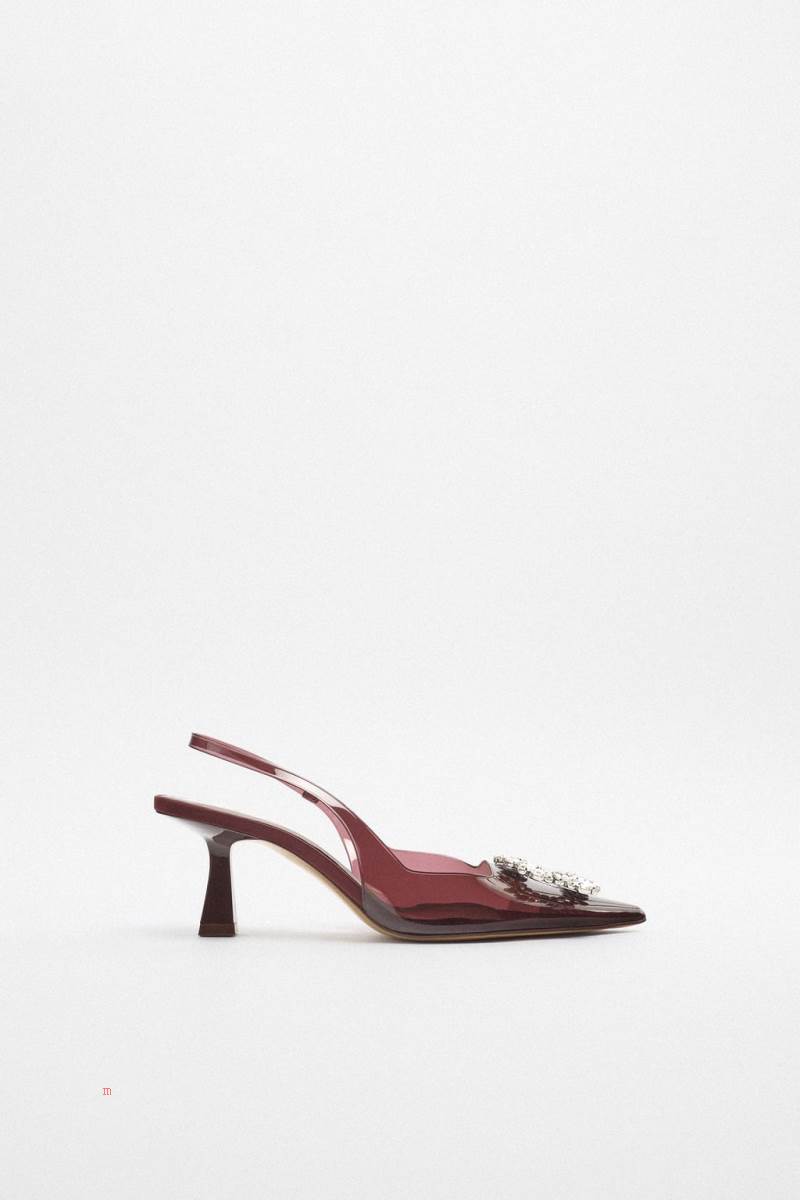 ZARA EMBELLISHED VINYL HIGH-HEEL Klackskor Dam Vinröda | MSPDL-1906