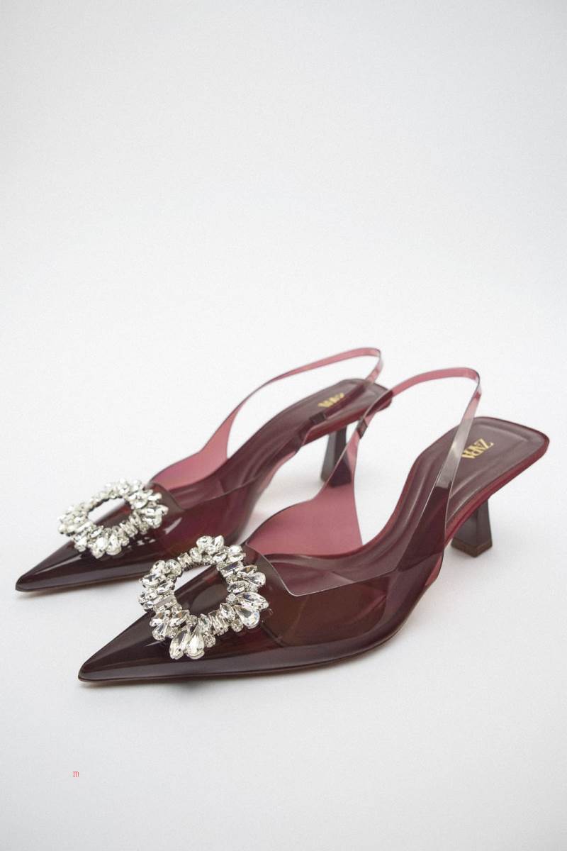 ZARA EMBELLISHED VINYL HIGH-HEEL Klackskor Dam Vinröda | MSPDL-1906