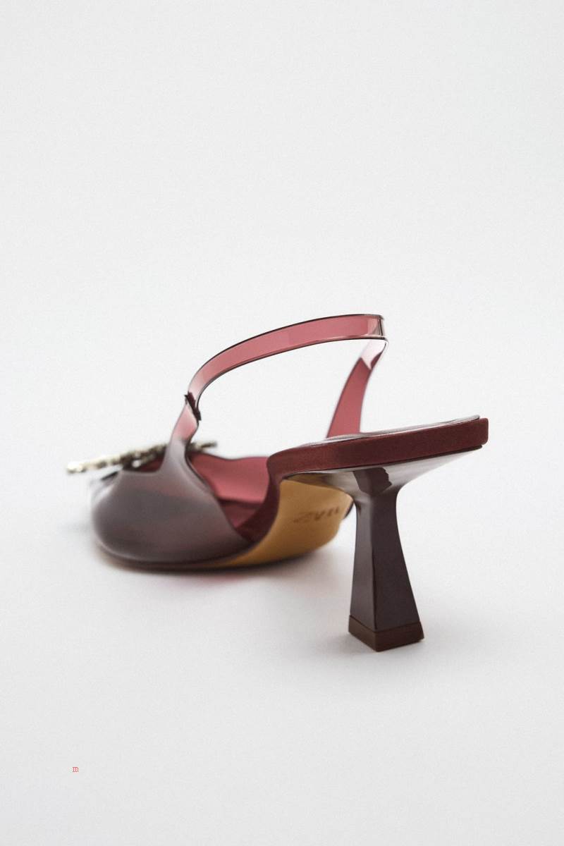 ZARA EMBELLISHED VINYL HIGH-HEEL Klackskor Dam Vinröda | MSPDL-1906