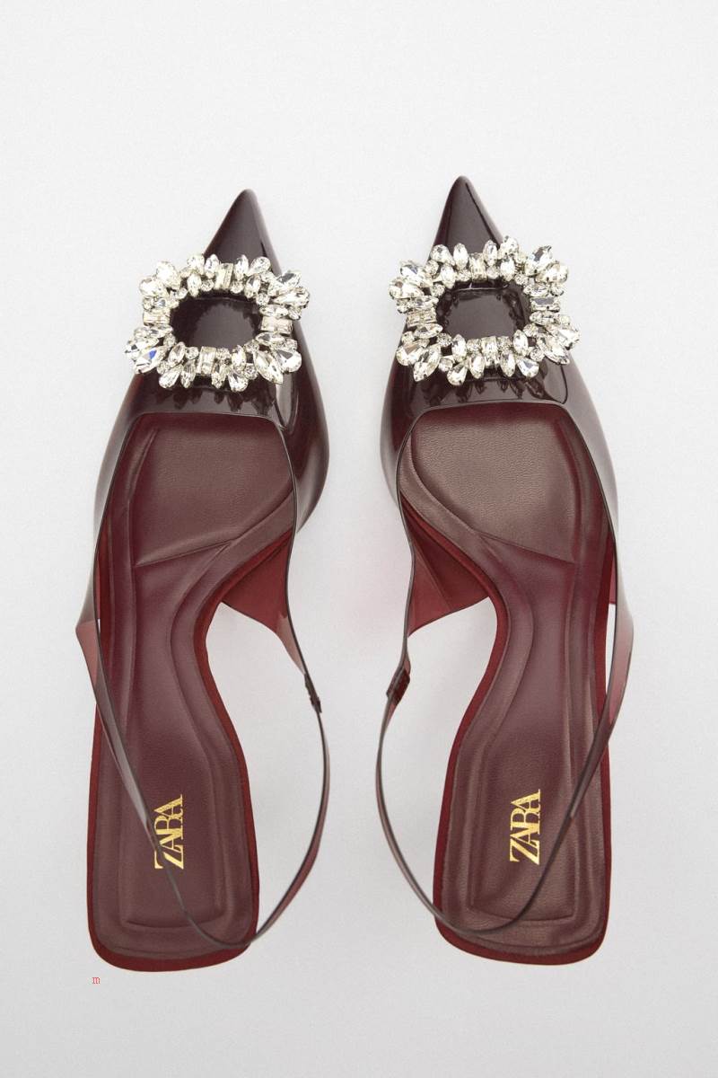 ZARA EMBELLISHED VINYL HIGH-HEEL Klackskor Dam Vinröda | MSPDL-1906