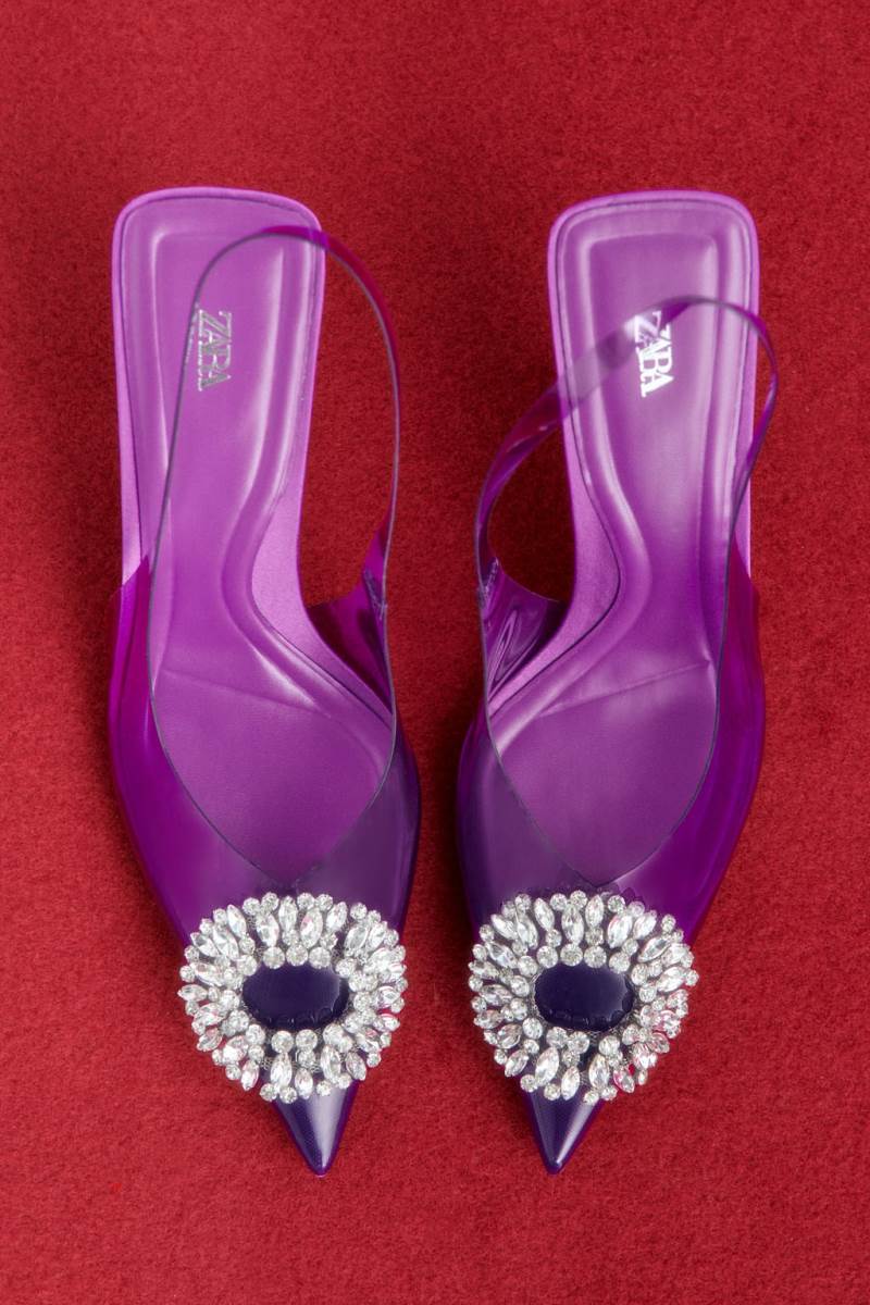 ZARA EMBELLISHED VINYL HIGH-HEEL Klackskor Dam Lila | RYZWC-0257
