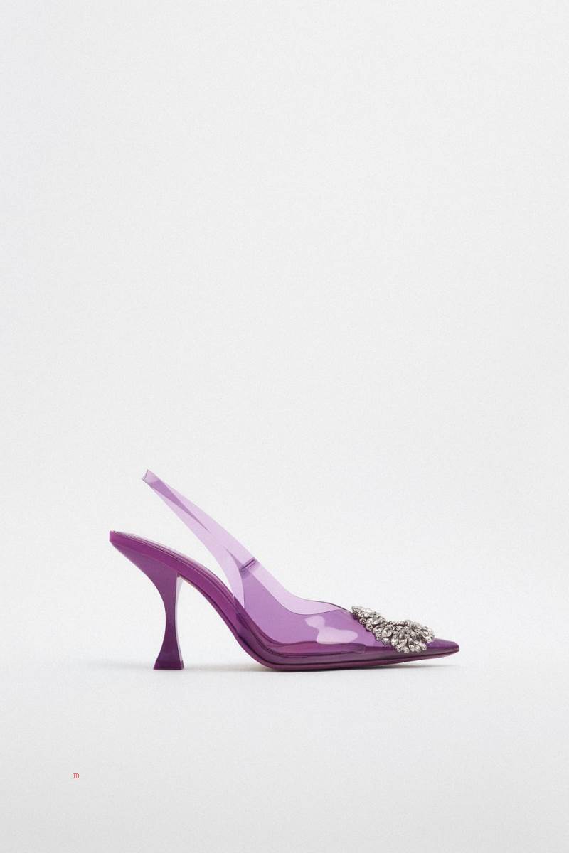 ZARA EMBELLISHED VINYL HIGH-HEEL Klackskor Dam Lila | RYZWC-0257
