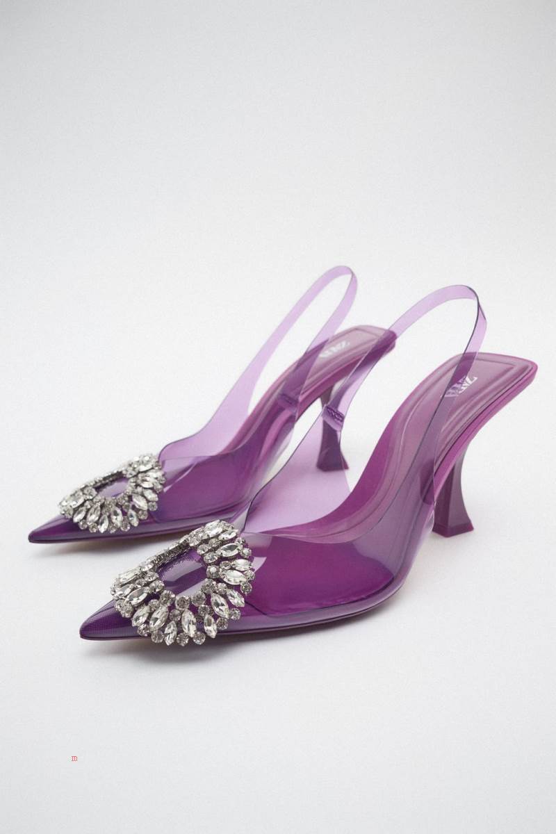 ZARA EMBELLISHED VINYL HIGH-HEEL Klackskor Dam Lila | RYZWC-0257