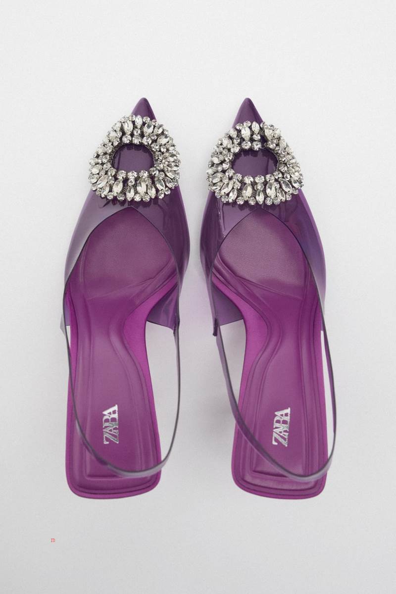 ZARA EMBELLISHED VINYL HIGH-HEEL Klackskor Dam Lila | RYZWC-0257