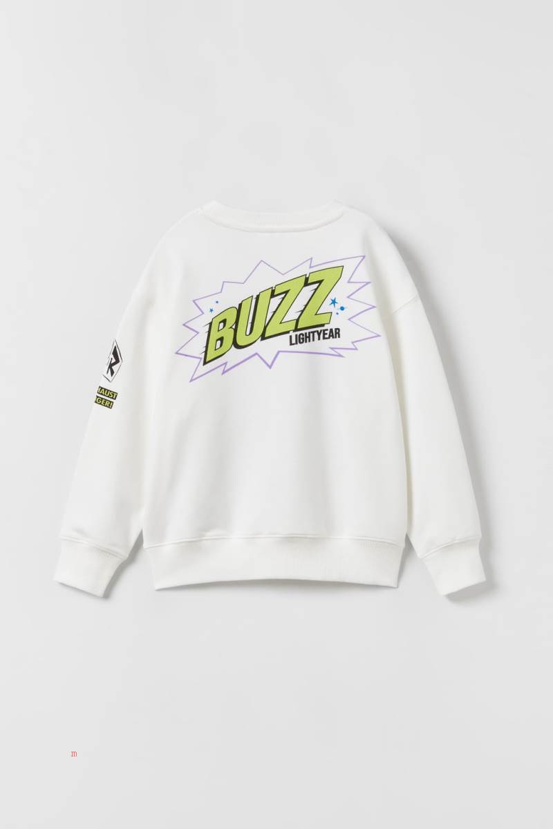 ZARA EMBOSSED BUZZ LIGHTYEAR © DISNEY Sweatshirt Pojke Vita | UOEDN-8342