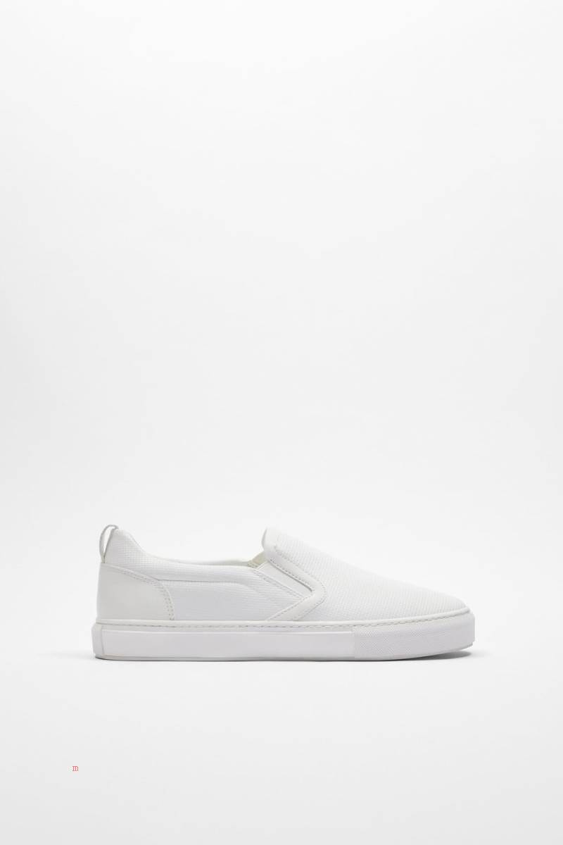 ZARA EMBOSSED LACELESS Träningsskor Herr Vita | CLMWY-0281