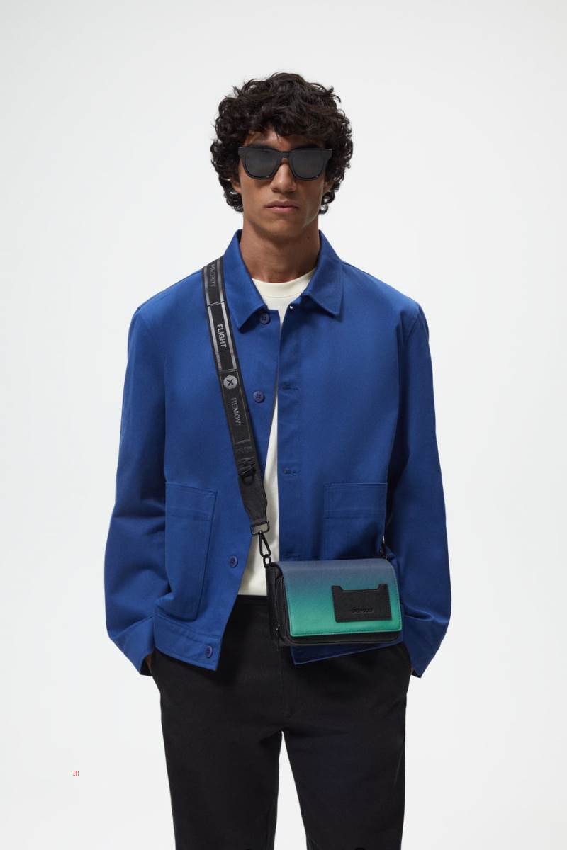 ZARA EMBOSSED Messenger Väska Herr Gröna | MXDYQ-4265