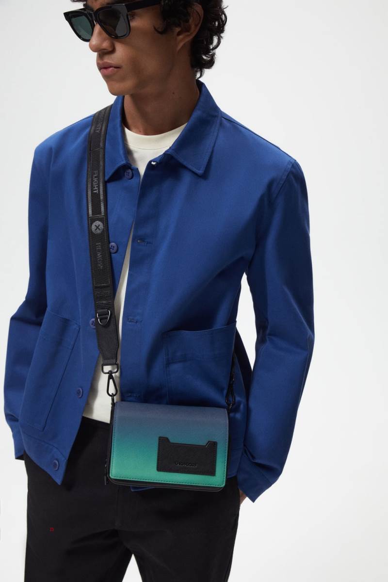ZARA EMBOSSED Messenger Väska Herr Gröna | MXDYQ-4265