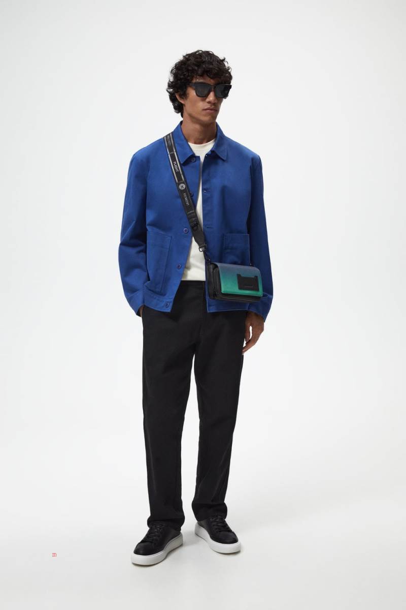 ZARA EMBOSSED Messenger Väska Herr Gröna | MXDYQ-4265