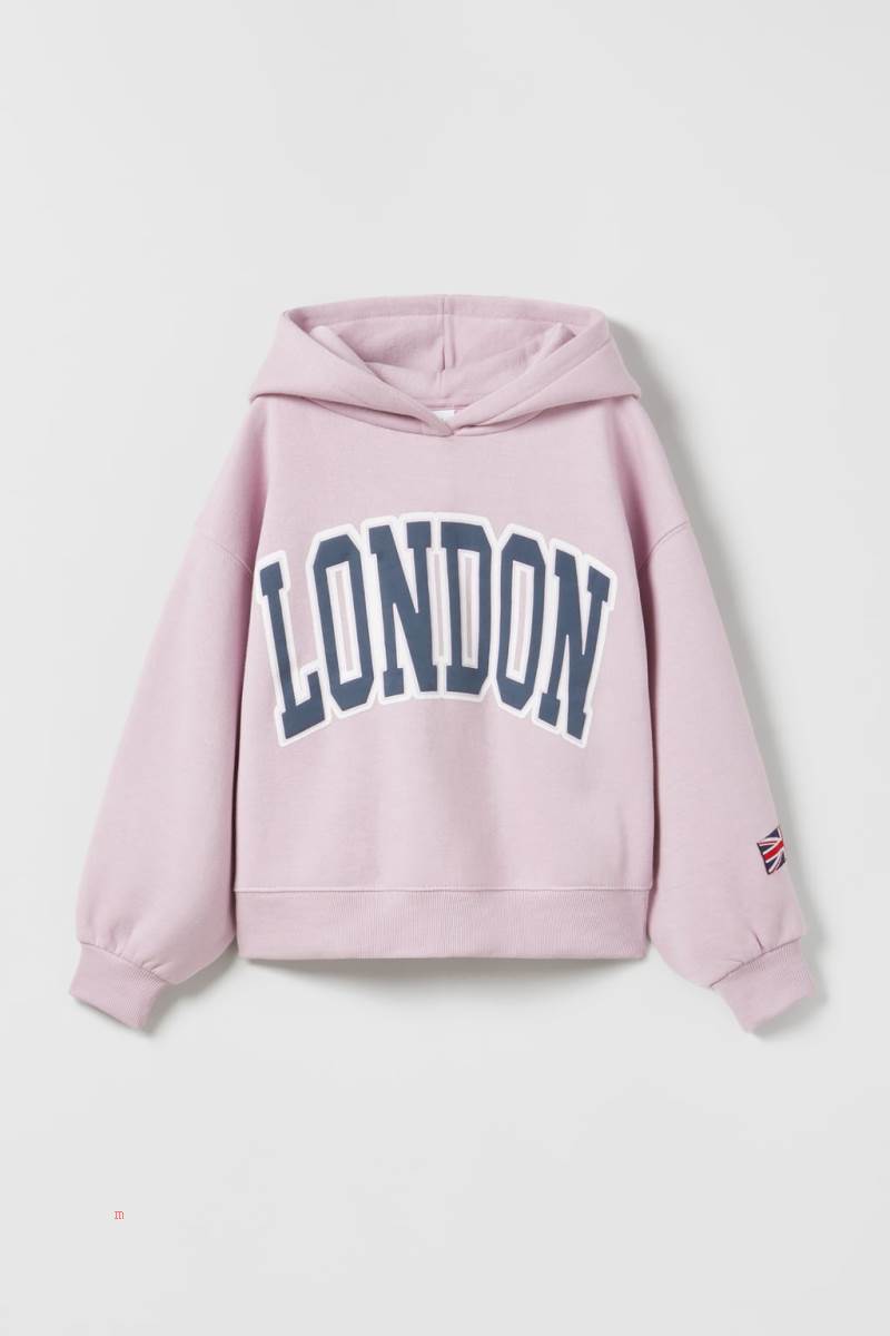 ZARA EMBOSSED VARSITY Hoodie Pojke Rosa | MYQIA-7645