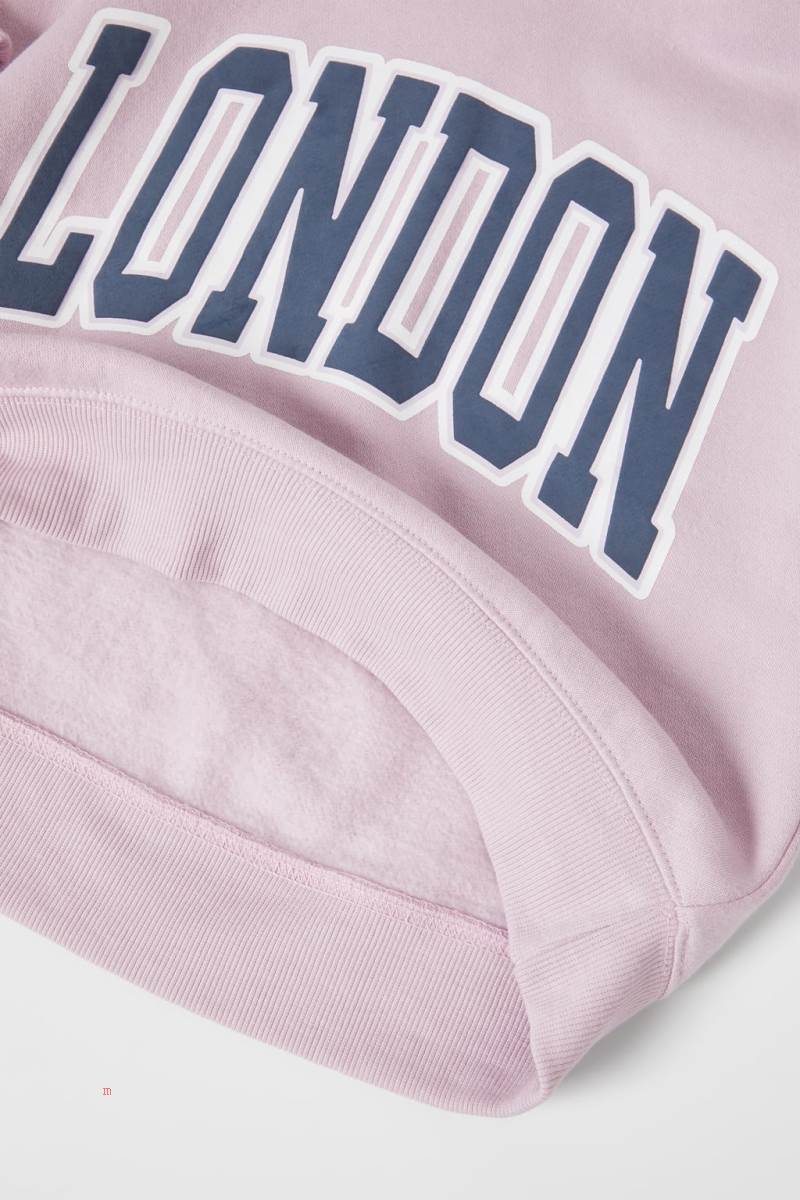 ZARA EMBOSSED VARSITY Hoodie Pojke Rosa | MYQIA-7645