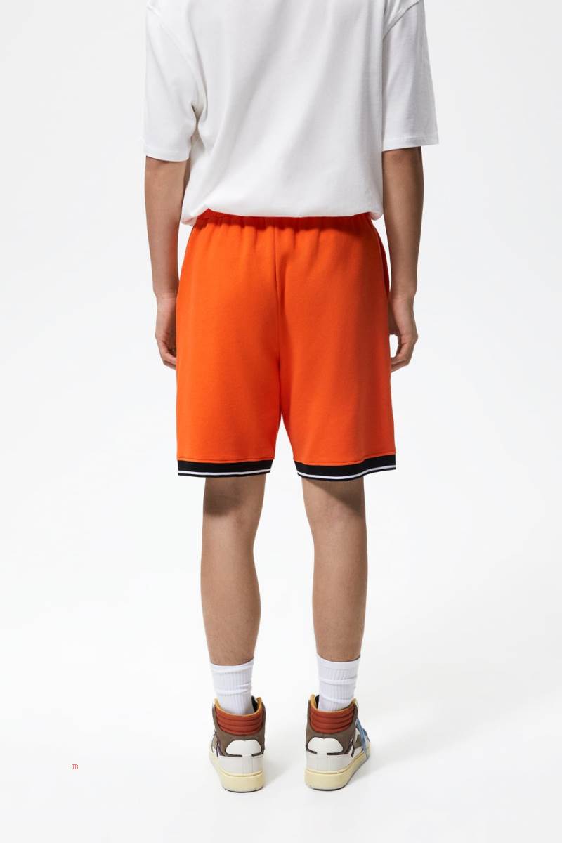 ZARA EMBROIDERED BASKETBALL BERMUDA Shorts Herr Orange | ACTKU-2957