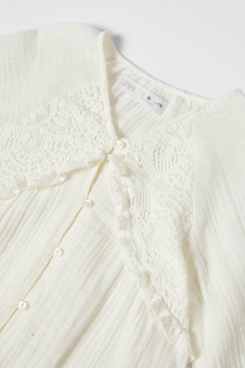 ZARA EMBROIDERED CREPE Blusar Tjej Grå Vita | QABLC-7485