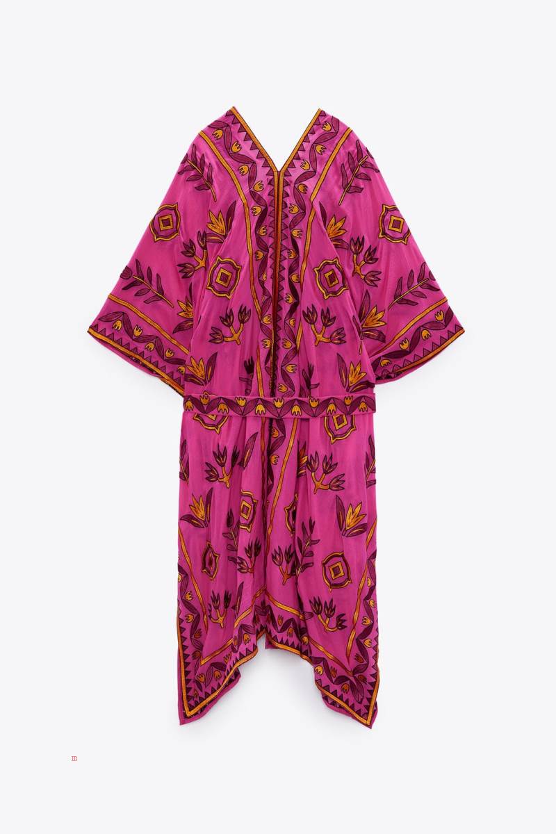 ZARA EMBROIDERED KIMONO Jacka Dam Rosa | TRKOU-9354