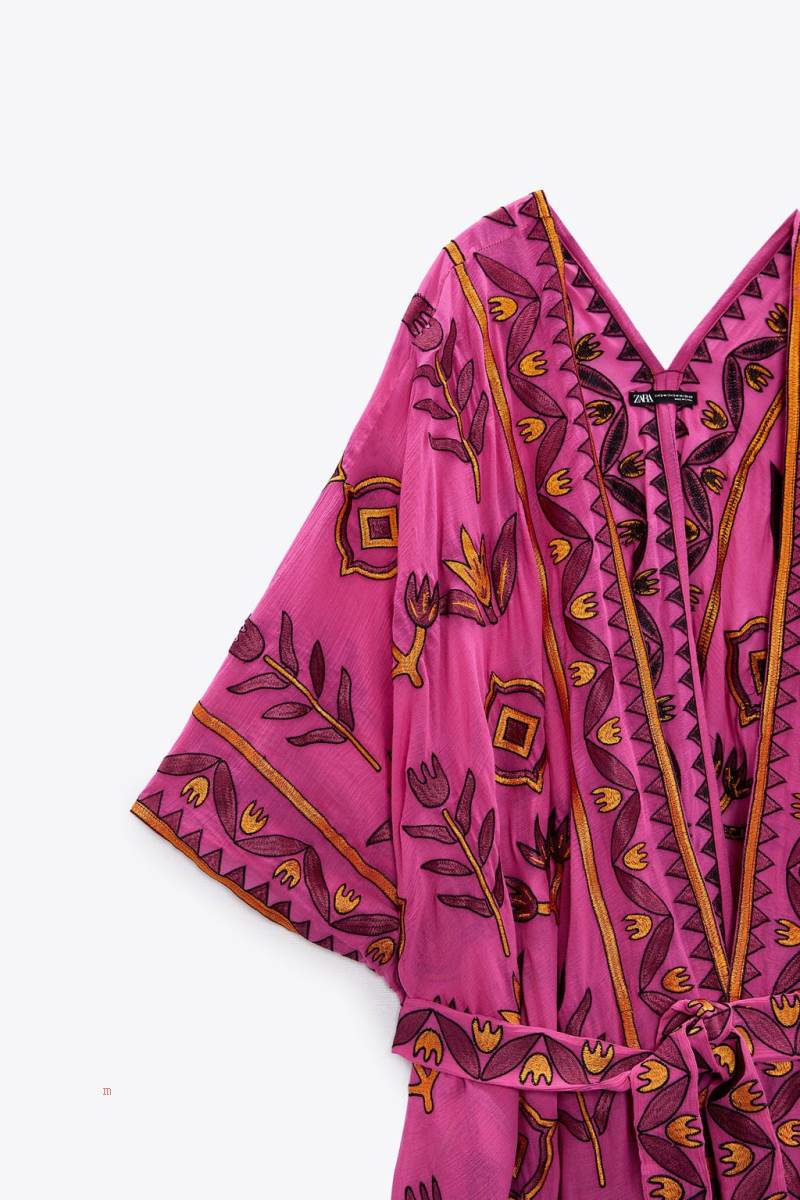 ZARA EMBROIDERED KIMONO Jacka Dam Rosa | TRKOU-9354