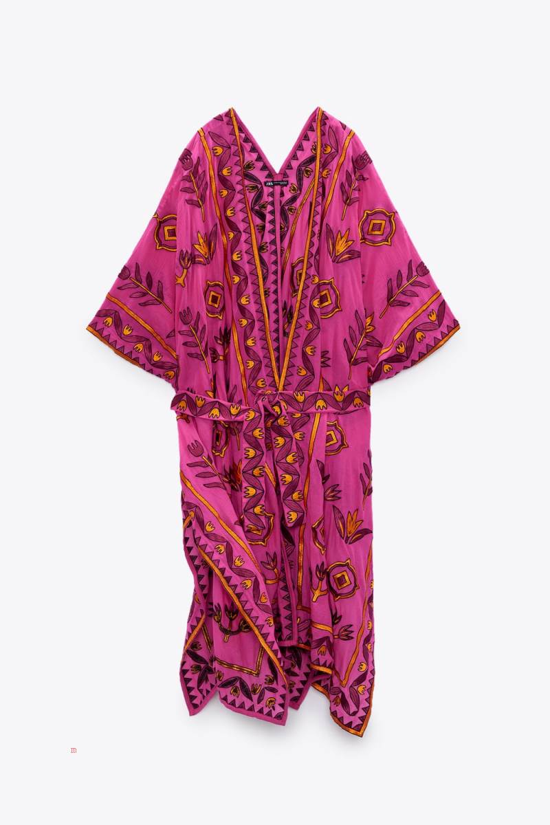ZARA EMBROIDERED KIMONO Jacka Dam Rosa | TRKOU-9354